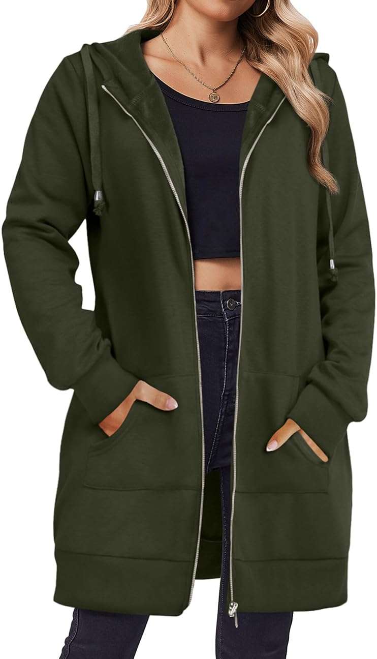 Zeagoo Women's Zip Up Hoodies Long Tunic Sweatshirts Oversized Fleece Casual Long Sleeve 2026 Fall Hoodie Jacket Coat - Image 1
