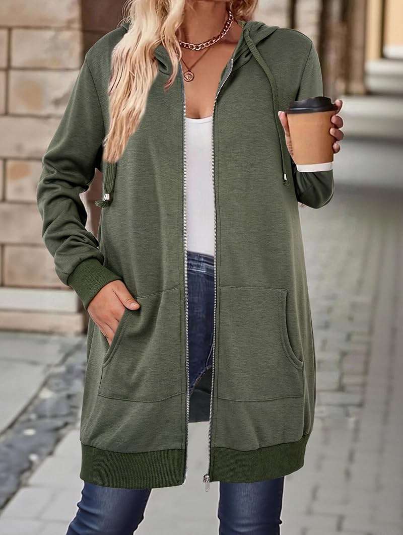 Zeagoo Women's Zip Up Hoodies Long Tunic Sweatshirts Oversized Fleece Casual Long Sleeve 2026 Fall Hoodie Jacket Coat - Image 3
