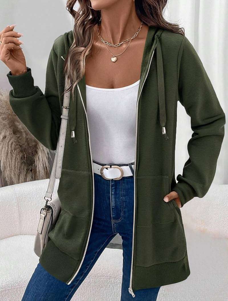 Zeagoo Women's Zip Up Hoodies Long Tunic Sweatshirts Oversized Fleece Casual Long Sleeve 2026 Fall Hoodie Jacket Coat - Image 5