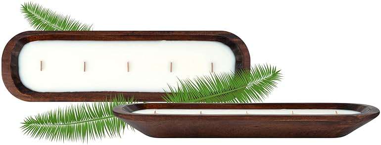 Restaurantware-Coco Casa 17.7 x 5.5 x 2 Inch Wood Dough Bowl Candles, 10 Hand Poured Bread Bowl Candles - Lavender Fragrance, Double Wax Blend, Soy Wax Scented Candles, Wooden Wick - Image 1