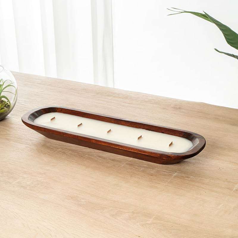 Restaurantware-Coco Casa 17.7 x 5.5 x 2 Inch Wood Dough Bowl Candles, 10 Hand Poured Bread Bowl Candles - Lavender Fragrance, Double Wax Blend, Soy Wax Scented Candles, Wooden Wick - Image 2