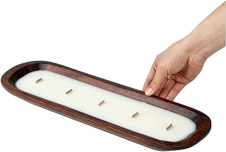 Restaurantware-Coco Casa 17.7 x 5.5 x 2 Inch Wood Dough Bowl Candles, 10 Hand Poured Bread Bowl Candles - Lavender Fragrance, Double Wax Blend, Soy Wax Scented Candles, Wooden Wick - Image 13