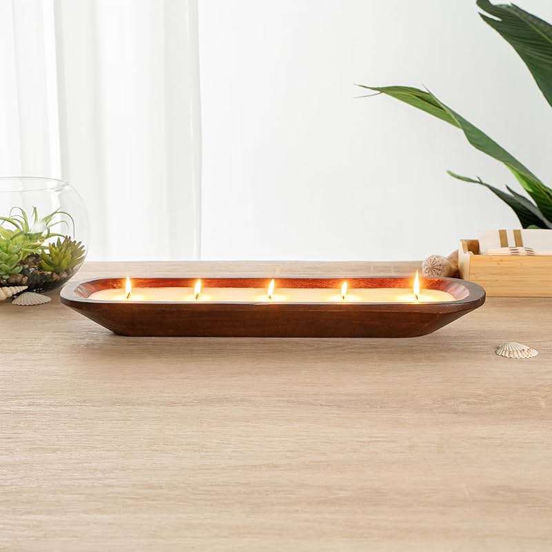 Restaurantware-Coco Casa 17.7 x 5.5 x 2 Inch Wood Dough Bowl Candles, 10 Hand Poured Bread Bowl Candles - Lavender Fragrance, Double Wax Blend, Soy Wax Scented Candles, Wooden Wick - Image 5