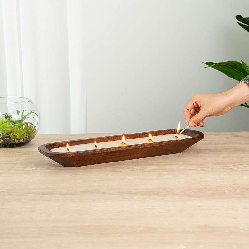 Restaurantware-Coco Casa 17.7 x 5.5 x 2 Inch Wood Dough Bowl Candles, 10 Hand Poured Bread Bowl Candles - Lavender Fragrance, Double Wax Blend, Soy Wax Scented Candles, Wooden Wick - Image 6