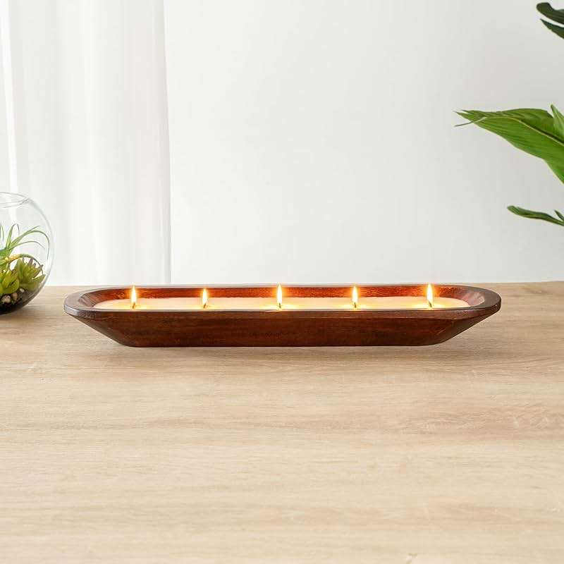 Restaurantware-Coco Casa 17.7 x 5.5 x 2 Inch Wood Dough Bowl Candles, 10 Hand Poured Bread Bowl Candles - Lavender Fragrance, Double Wax Blend, Soy Wax Scented Candles, Wooden Wick - Image 7