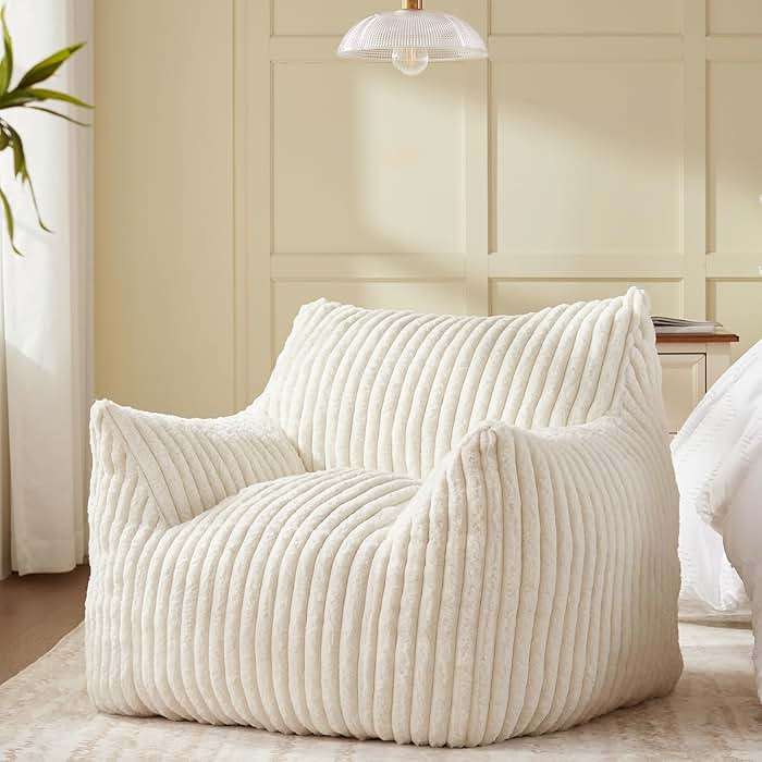 Achicsofar Giant Bean Bag Chairs for Adults Teens, Large Bean Bag Sofa Chairs with Filling Comfy Fuzzy BeanBag Chair with Armrests for Bedroom Living Room Reading - Image 1