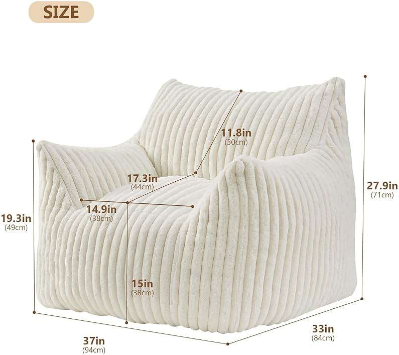 Achicsofar Giant Bean Bag Chairs for Adults Teens, Large Bean Bag Sofa Chairs with Filling Comfy Fuzzy BeanBag Chair with Armrests for Bedroom Living Room Reading - Image 3