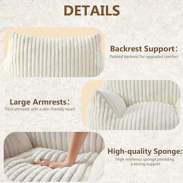 Achicsofar Giant Bean Bag Chairs for Adults Teens, Large Bean Bag Sofa Chairs with Filling Comfy Fuzzy BeanBag Chair with Armrests for Bedroom Living Room Reading - Image 6