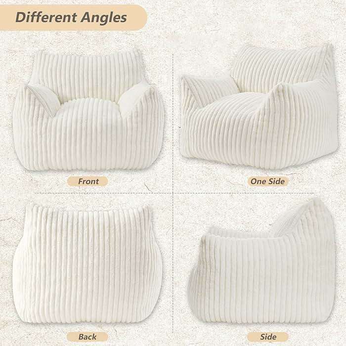 Achicsofar Giant Bean Bag Chairs for Adults Teens, Large Bean Bag Sofa Chairs with Filling Comfy Fuzzy BeanBag Chair with Armrests for Bedroom Living Room Reading - Image 9