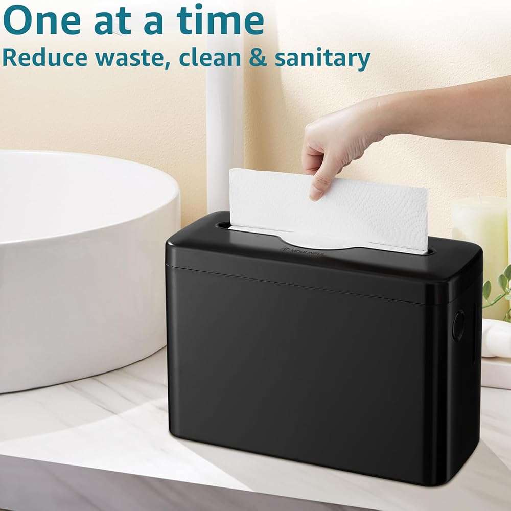 Multifold Paper Towel Dispenser Countertop, Heavy Duty Wide-Design, 300-Sheet Large Capacity Black Paper Towel Holder, Compatible with Tork, AmazonCommercial, Kleenex, Scott, Pacific Multifold Towels | Heavy Duty, Wide Design, Large Capacity, Non-Slip Base - Image 3
