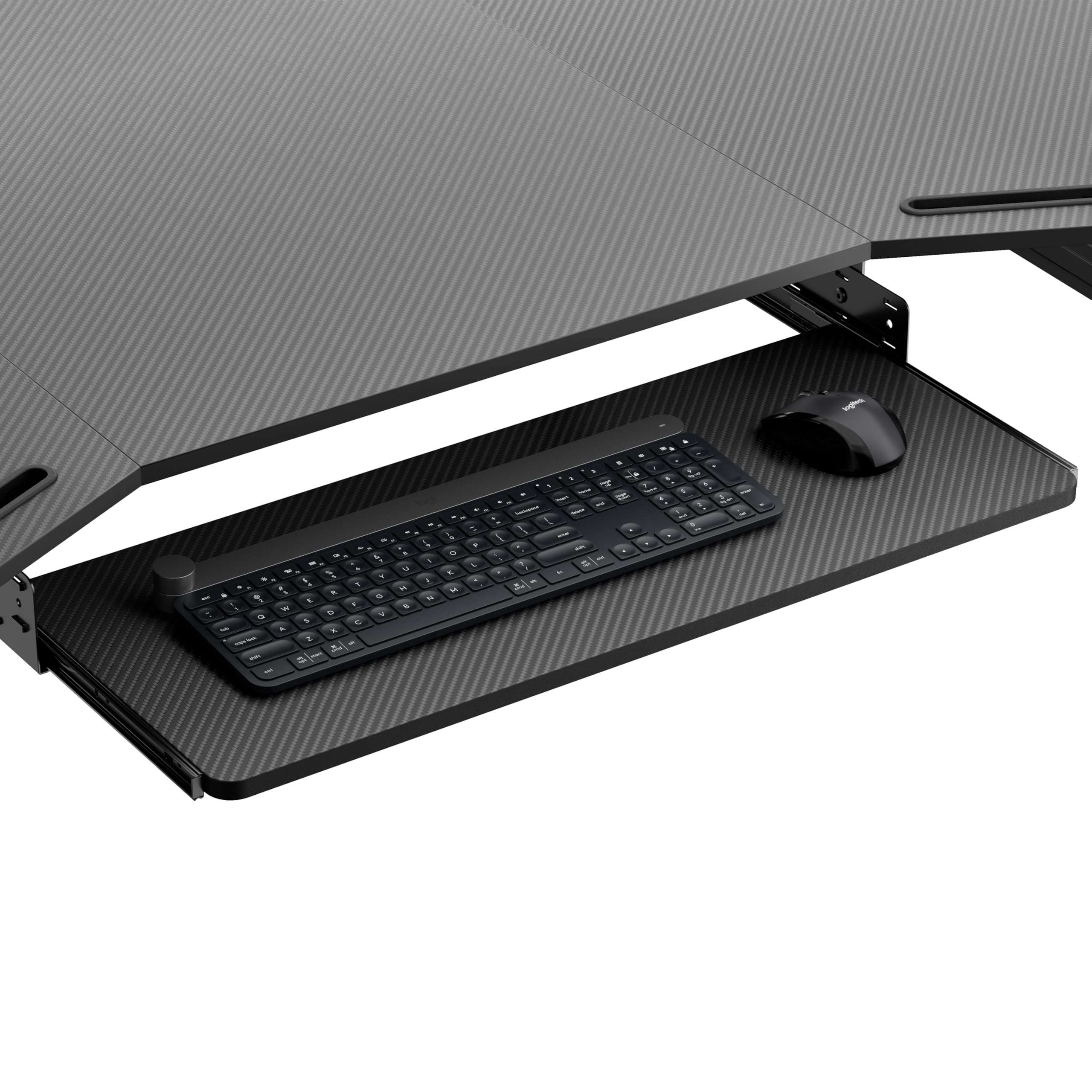 EUREKA ERGONOMIC Adjustable Keyboard Tray Under Desk, 28x11 Inch Large Slide Out Keyboard & Mouse Platform Tray, Wooden Pull Out Computer Keyboard Drawer for Typing Home Office Desk, Black - Image 1