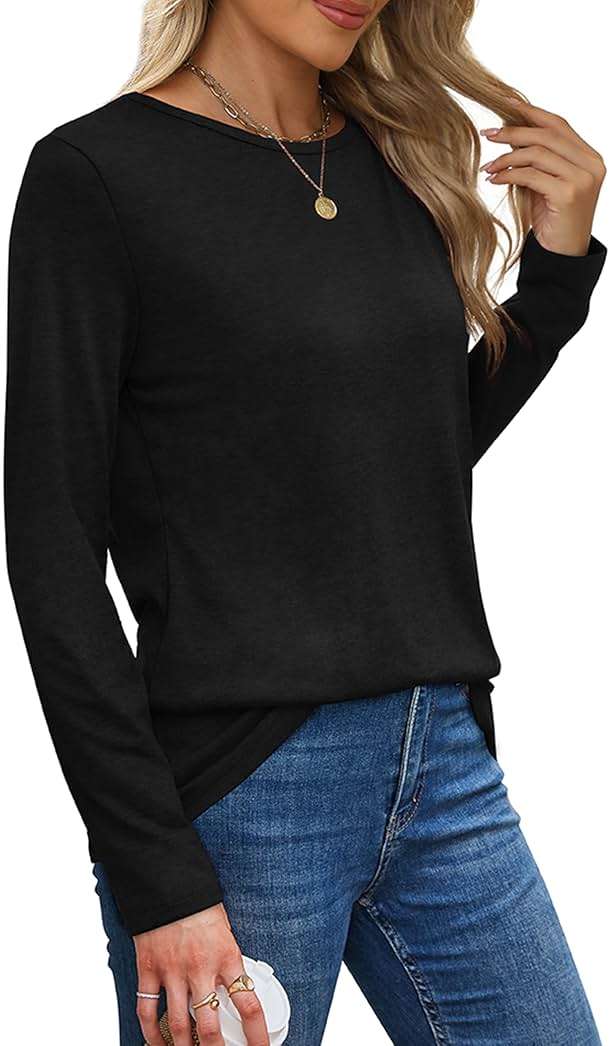 XIEERDUO Long Sleeve Shirts for Women Casual Crew Neck Basic Fall Tops Loose Fit Comfy - Image 3
