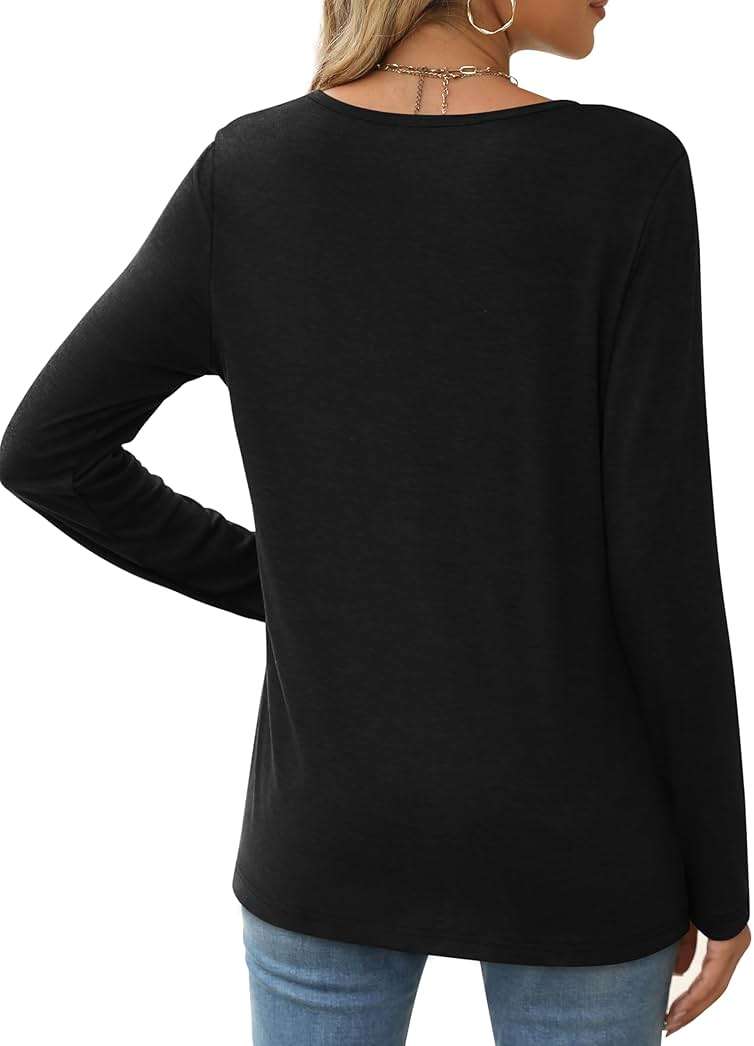 XIEERDUO Long Sleeve Shirts for Women Casual Crew Neck Basic Fall Tops Loose Fit Comfy - Image 4