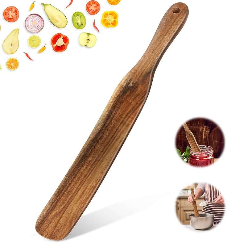 Spurtle for Sourdough Starter, Spreading, Cooking, Mixing, Reaching Bottom of Jar, Kitchen Utensils, Spurtles Kitchen Tools Wooden Kitchen Utensils for NonStick Cookware - Image 1