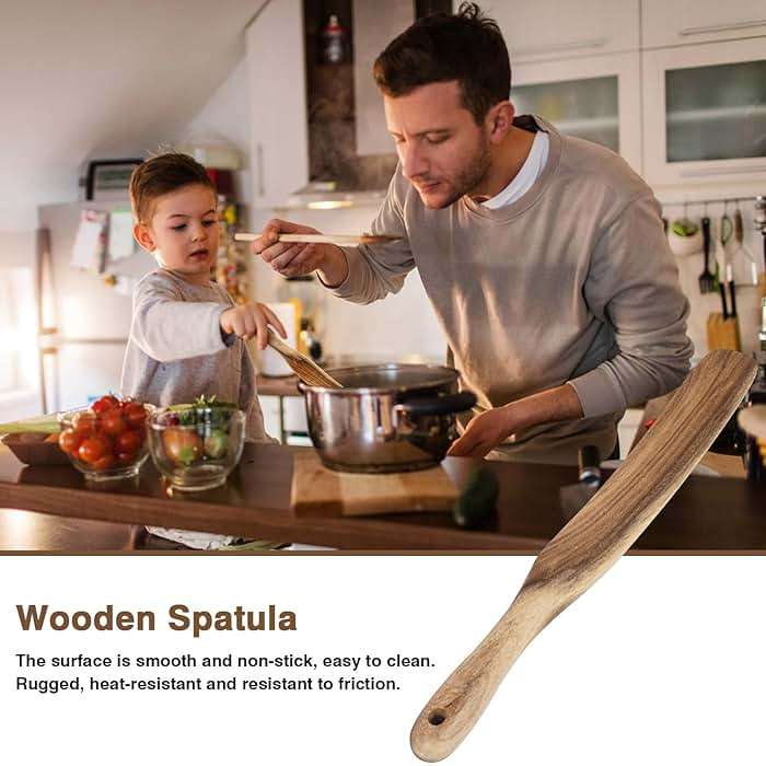 Spurtle for Sourdough Starter, Spreading, Cooking, Mixing, Reaching Bottom of Jar, Kitchen Utensils, Spurtles Kitchen Tools Wooden Kitchen Utensils for NonStick Cookware - Image 5