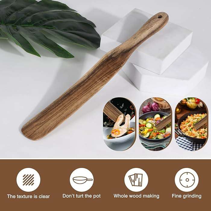Spurtle for Sourdough Starter, Spreading, Cooking, Mixing, Reaching Bottom of Jar, Kitchen Utensils, Spurtles Kitchen Tools Wooden Kitchen Utensils for NonStick Cookware - Image 6