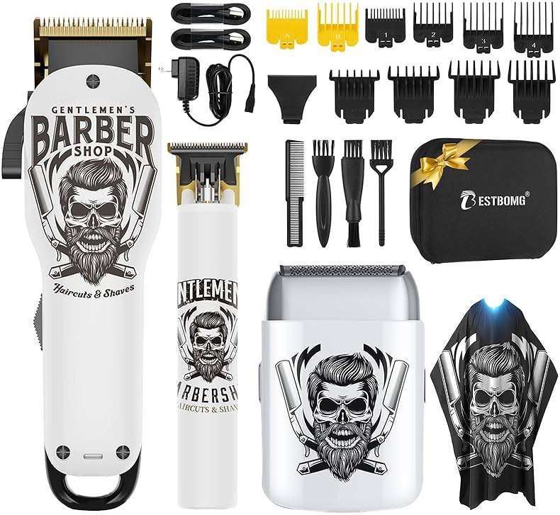 BESTBOMG® Hair Clippers for Men Professional, Hair Clipper, Beard Trimmer & Electric Shaver Kit, Zero-Gapped T-Blade Barber Grooming Kit, LED Display, Rechargeable, Gifts for Men - Image 1