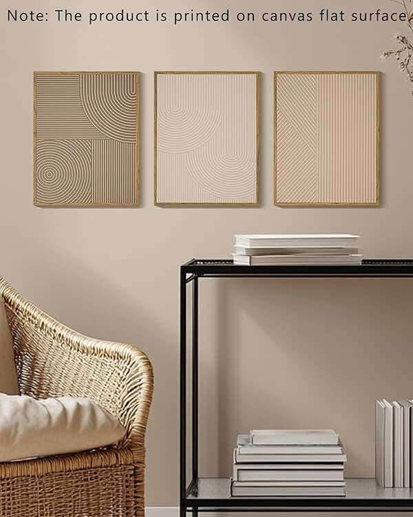 PHOPAGO Minimalist Abstract Framed Wall Art Modern Boho Neutral Line Wall Decor Geometric Artwork Kitchen Dining Room 11x14in Natural Framed - Image 6