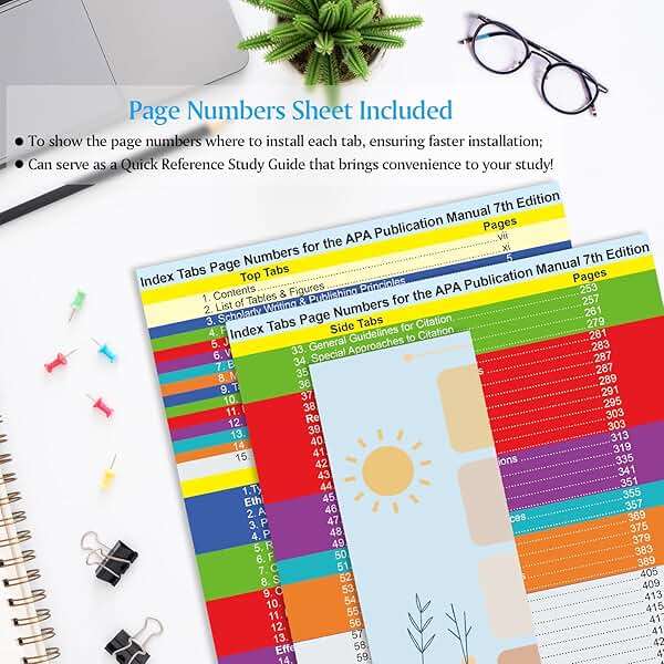 Index Tabs for the American Psychological Association 7th Edition Publication Manual(Book Not Included), 72 Book Tabs Plus 8 Blanks, with Page Numbers Sheet & Placement Guide Card - Image 4