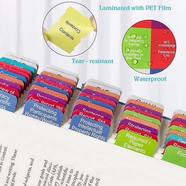 Index Tabs for the American Psychological Association 7th Edition Publication Manual(Book Not Included), 72 Book Tabs Plus 8 Blanks, with Page Numbers Sheet & Placement Guide Card - Image 6