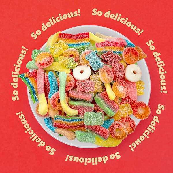 Sour Gummy Candy Mix | 2-Pound Pack | Chewy Gummies for Candy Buffets, Goodie Bags & Dessert Decorating | Belts, Peach Rings, Watermelon Wedges, Worms, Bears | Bulk Gummies - Image 4