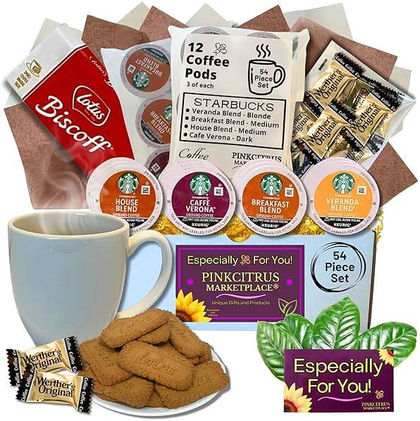 Coffee Mug Gift Set for Women Men Basket Box Care Package with Sampler CoffeePods, Cookies, and Candy Thinking of You Get Well Soon Happy Birthday Ideas For Mother’s Father’s Family Best Friend and Boss - Image 1