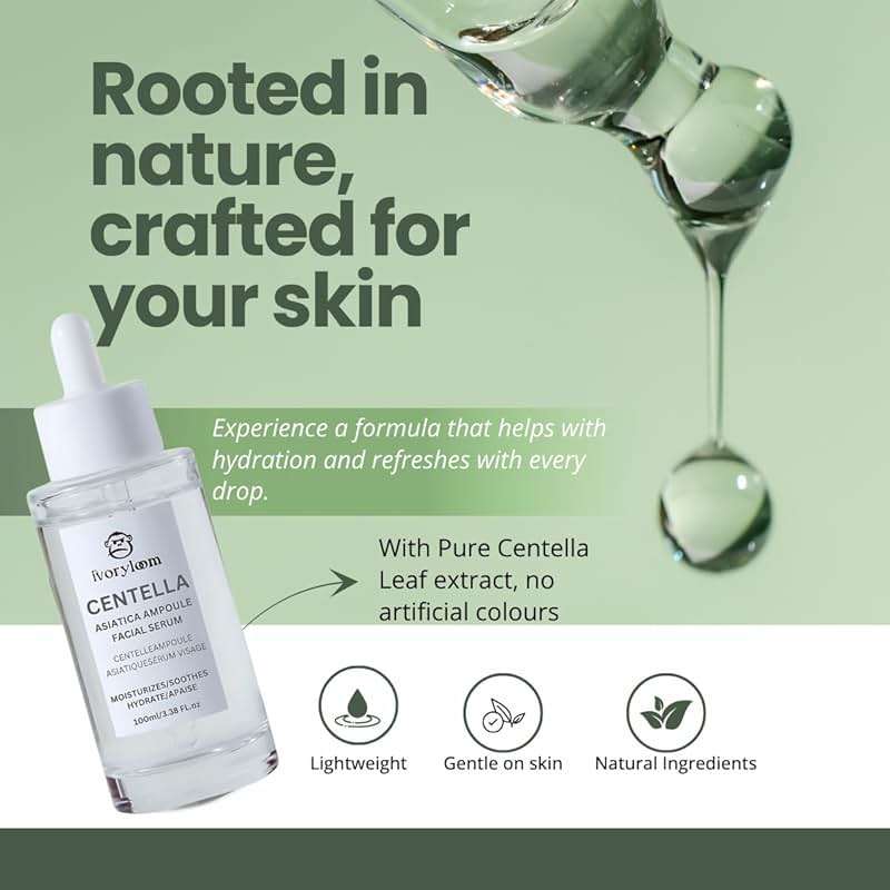 ivoryloom Centella Asiatica Ampoule Serum - 100ML / 3.38 Fl. Oz | Gentle on Sensitive Skin | Lightweight, Non-Sticky Hydration | Soothing Care in Every Drop - Image 2