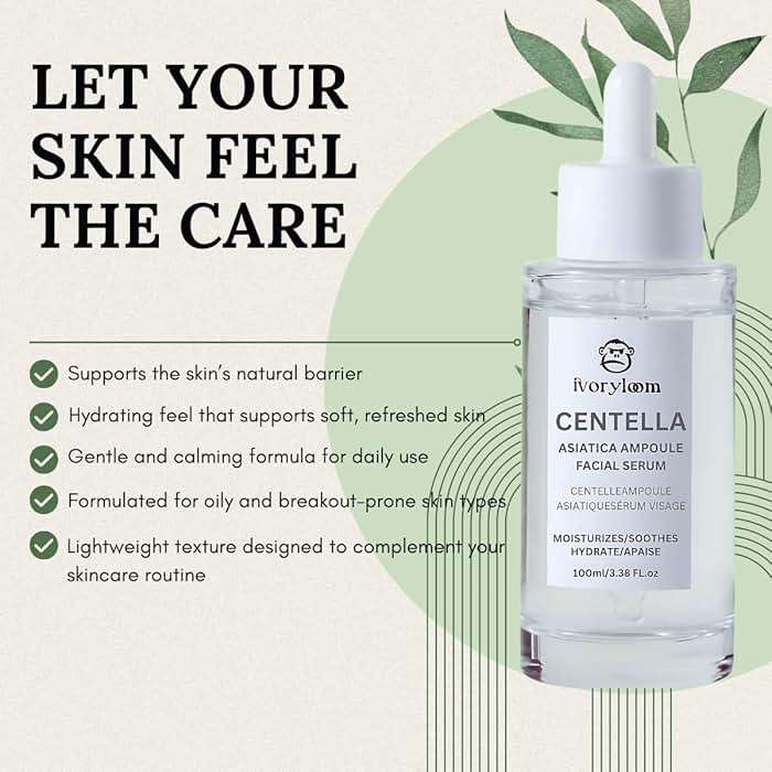 ivoryloom Centella Asiatica Ampoule Serum - 100ML / 3.38 Fl. Oz | Gentle on Sensitive Skin | Lightweight, Non-Sticky Hydration | Soothing Care in Every Drop - Image 3