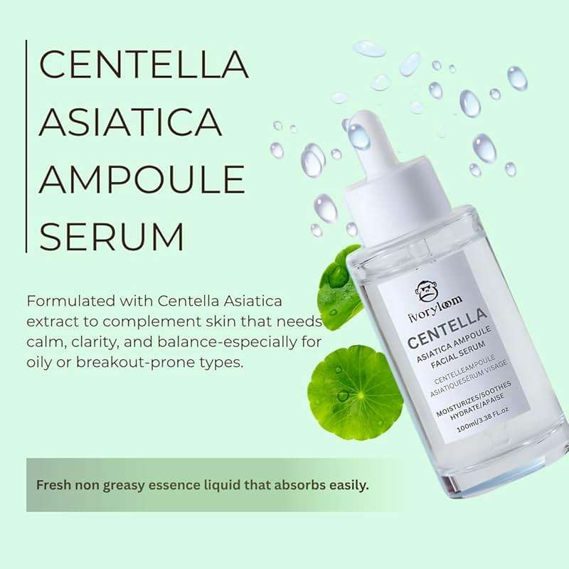 ivoryloom Centella Asiatica Ampoule Serum - 100ML / 3.38 Fl. Oz | Gentle on Sensitive Skin | Lightweight, Non-Sticky Hydration | Soothing Care in Every Drop - Image 4