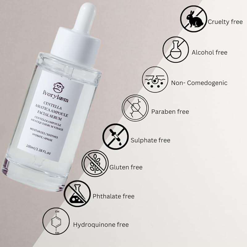 ivoryloom Centella Asiatica Ampoule Serum - 100ML / 3.38 Fl. Oz | Gentle on Sensitive Skin | Lightweight, Non-Sticky Hydration | Soothing Care in Every Drop - Image 5