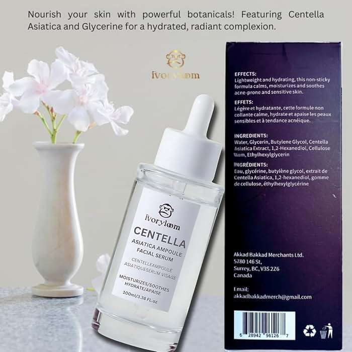 ivoryloom Centella Asiatica Ampoule Serum - 100ML / 3.38 Fl. Oz | Gentle on Sensitive Skin | Lightweight, Non-Sticky Hydration | Soothing Care in Every Drop - Image 7