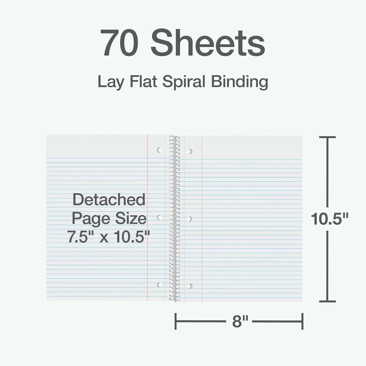 Oxford Spiral Notebooks, 3 Pack, 1 Subject, College Ruled Notebooks for School, 8 x 10.5 Inches, 70 Sheets, Assorted Pastel Colors, Back to School Supplies (1002540) - Image 3