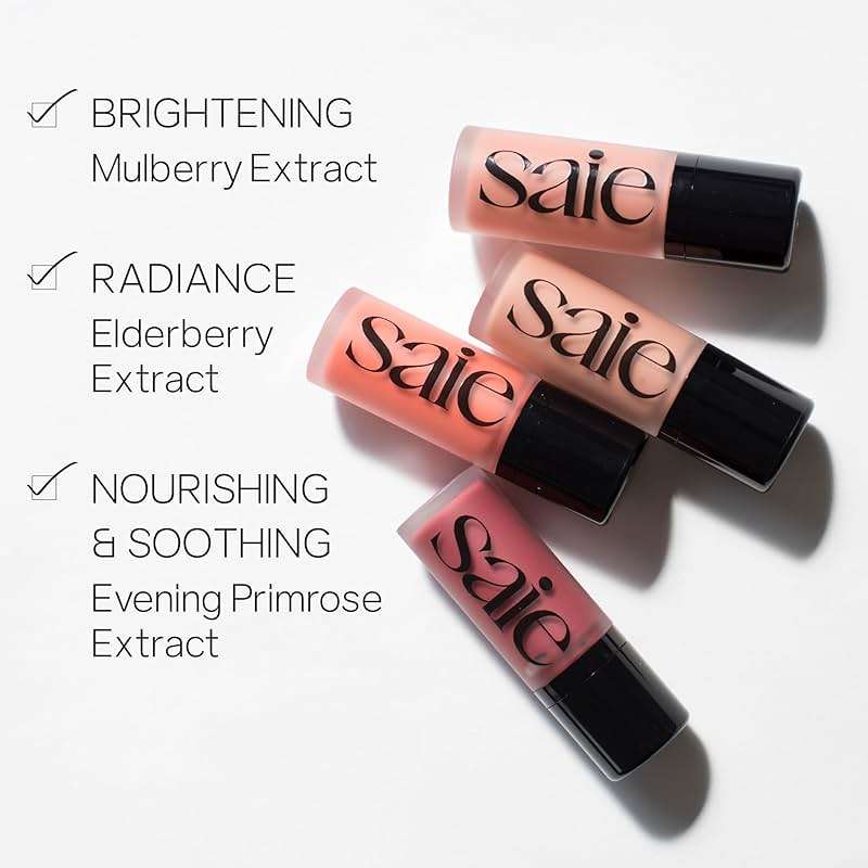 Saie Mini Glowy Super Gel Lightweight llluminator & Makeup Primer - Sunglow (0.5 oz) + Dew Blush - Lightweight Liquid Blush with a Blendable + Buildable Cream Finish - Sweetie (.40 oz) - Image 6