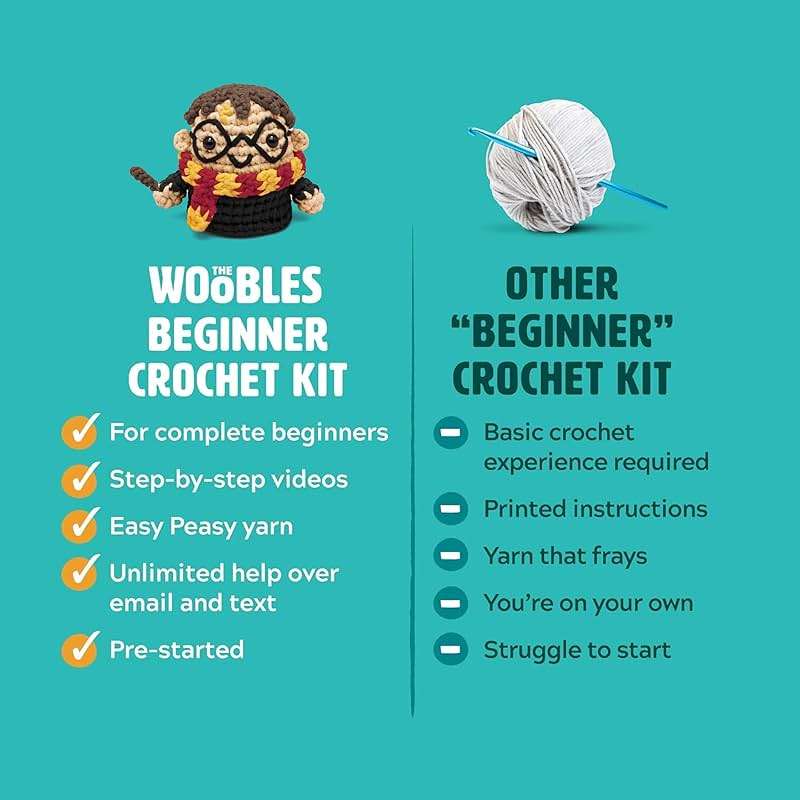 The Woobles Beginners Crochet Kit with Easy Peasy Yarn as seen on Shark Tank - with Step-by-Step Video Tutorials - Harry Potter - Image 6