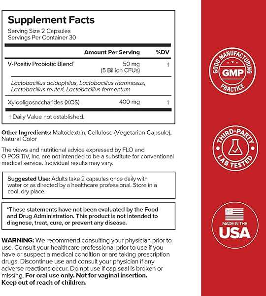 O Positiv URO Vaginal Probiotics for Women pH Balance with Prebiotics & Lactobacillus – Vaginal Health Supplement – Support Healthy Vaginal Odor & Flora, 60 Count (Pack of 1), 1 Month Supply - Image 5