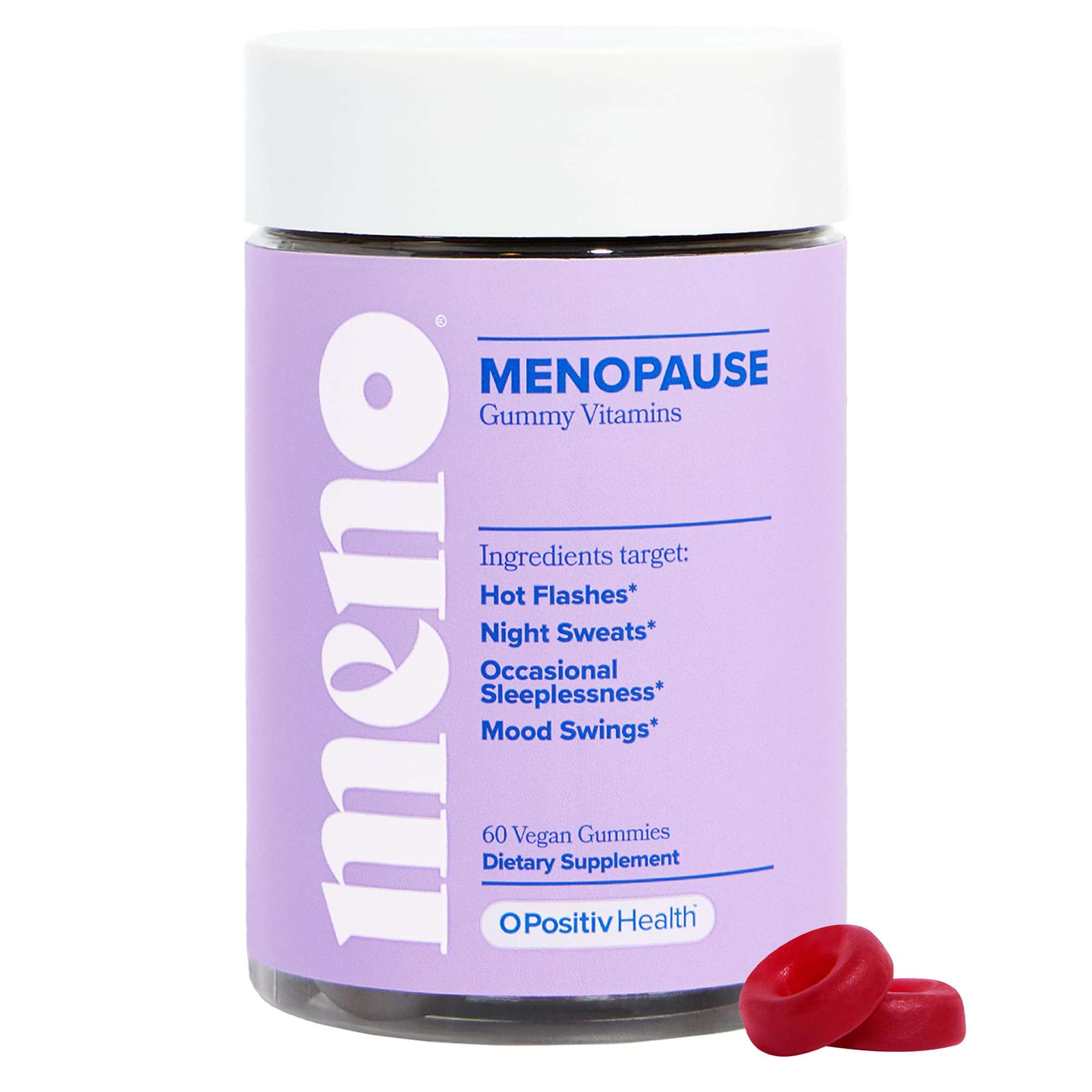 O Positiv MENO Gummies for Menopause, 30 Servings (Pack of 1) - Hormone-Free Supplements for Women with Black Cohosh & Ashwagandha KSM-66 - Helps Alleviate Hot Flashes, Night Sweats, & Mood Swings - Image 1
