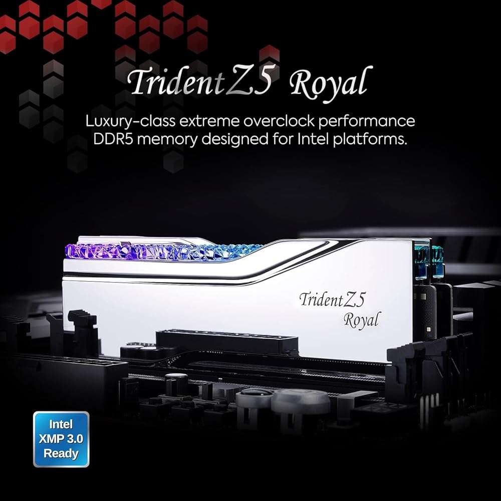 G.SKILL Trident Z5 Royal Series DDR5 RAM (Intel XMP 3.0) 32GB (2x16GB) 6400MT/s CL32-39-39-102 1.40V Desktop Computer Memory U-DIMM - Silver (F5-6400J3239G16GX2-TR5S) - Image 2