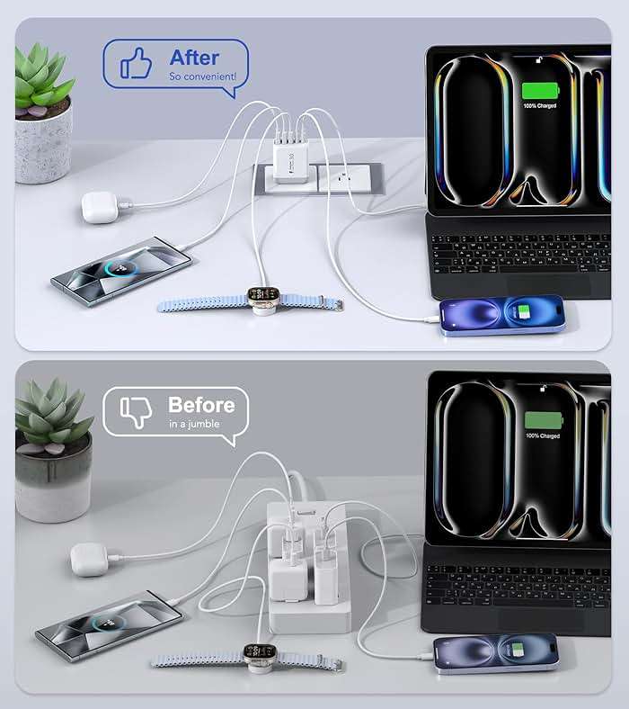 USB C Wall Charger Block, 2Pack 50W 5-Port C Charger Fast Charging Block PD Power Adapter +QC 3.0 Multiport Type C Box Brick Cube USB A Wall Plug for iPhone 16/15/14 Pro Max Plus, iPad,Samsung Galaxy - Image 7