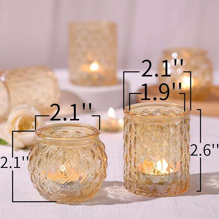 NITIME 36 Pcs Assorted Gold Votive Candle Holders, Tea Light Candle Holder Glass for Wedding Table Decor, Gold Candle Holders for Table Centerpiece, Brithday and Holiday Decorations - Image 2