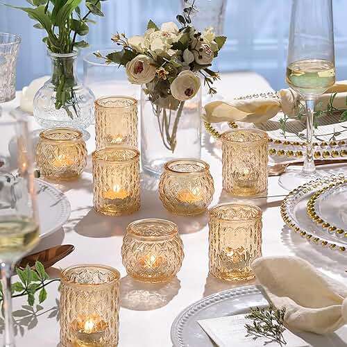 NITIME 36 Pcs Assorted Gold Votive Candle Holders, Tea Light Candle Holder Glass for Wedding Table Decor, Gold Candle Holders for Table Centerpiece, Brithday and Holiday Decorations - Image 3