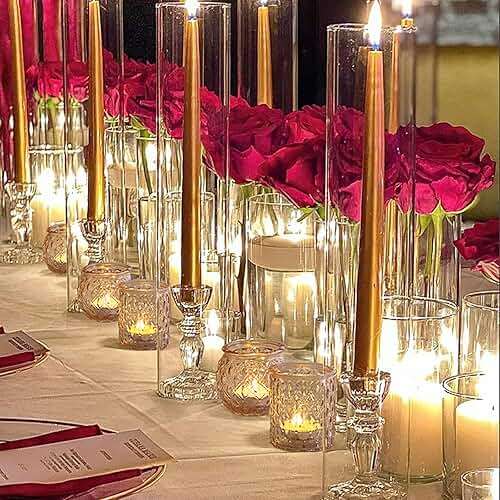 NITIME 36 Pcs Assorted Gold Votive Candle Holders, Tea Light Candle Holder Glass for Wedding Table Decor, Gold Candle Holders for Table Centerpiece, Brithday and Holiday Decorations - Image 4
