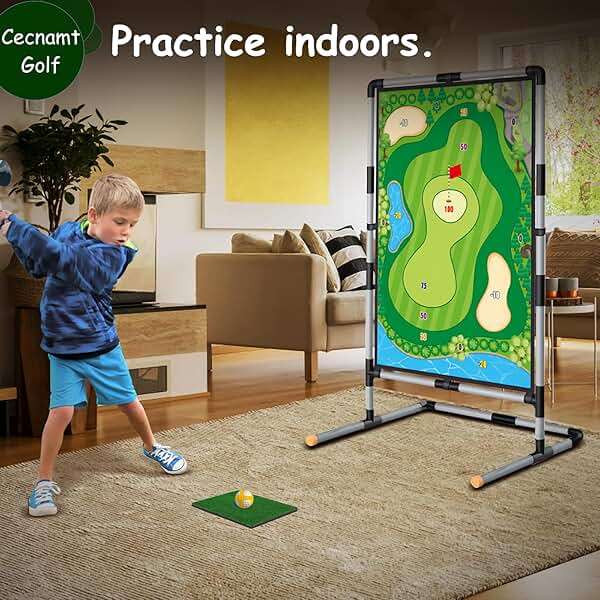 Cecnamt Golf Chipping Game - Battle Golf with Double-Sided Hitting Mat & Stand, Chip Sticky Practice Game for Adults & Kids, Indoor & Outdoor - Image 3