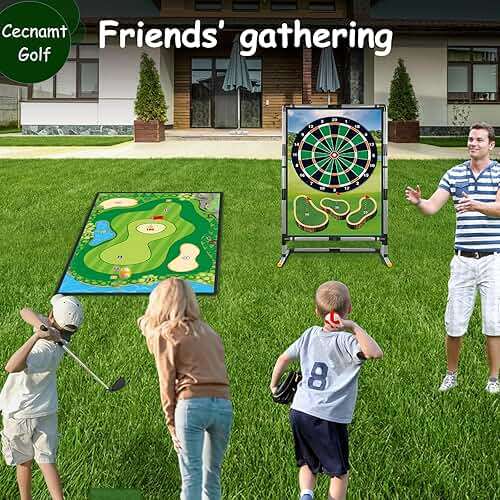 Cecnamt Golf Chipping Game - Battle Golf with Double-Sided Hitting Mat & Stand, Chip Sticky Practice Game for Adults & Kids, Indoor & Outdoor - Image 4