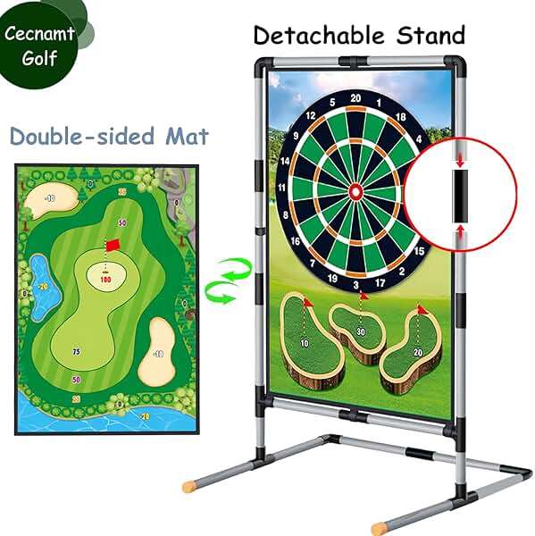 Cecnamt Golf Chipping Game - Battle Golf with Double-Sided Hitting Mat & Stand, Chip Sticky Practice Game for Adults & Kids, Indoor & Outdoor - Image 6