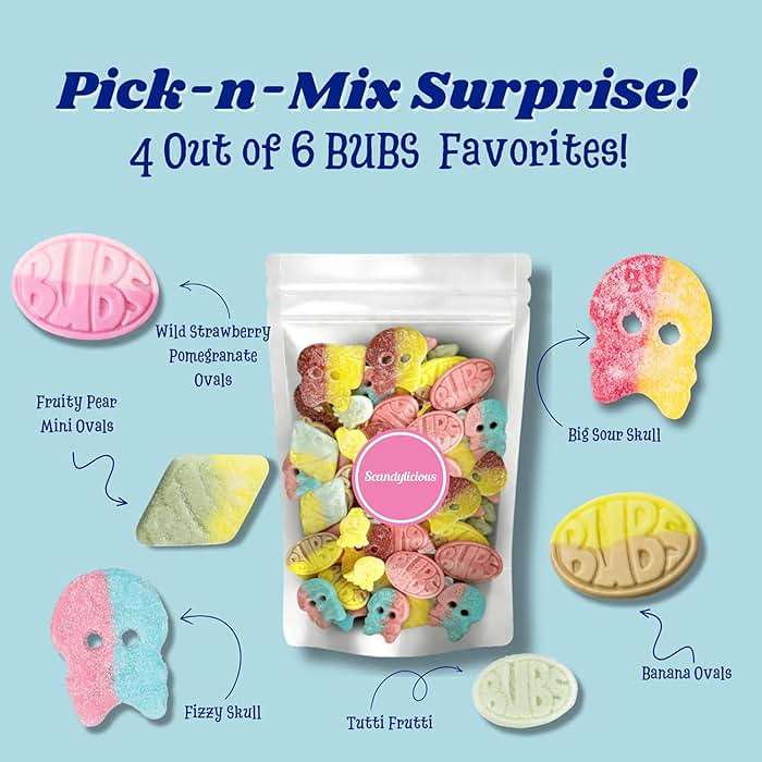 Bubs Swedish Candy Mix - Big Ovals, Skulls, and More - Sweet and Sour Swedish Gummies - 1 Pound of Godis From Sweden - Image 3