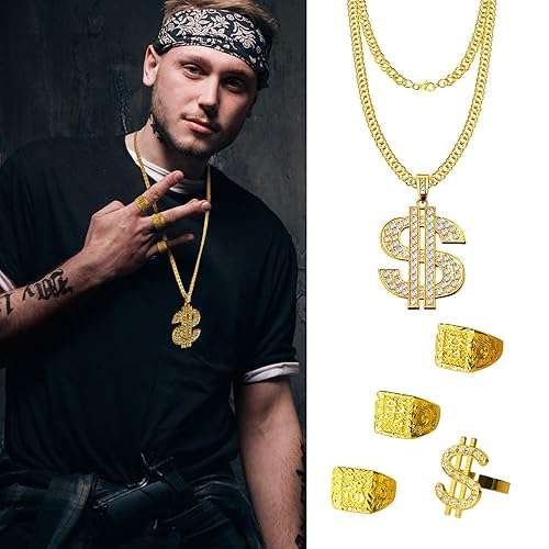 Boonbery Hip Hop Costume Kit 80s 90s Rapper Accessories, Outfits for Men Women Cosplay Gatherings Club Nostalgia Old School Themed Party Supplies - Image 3