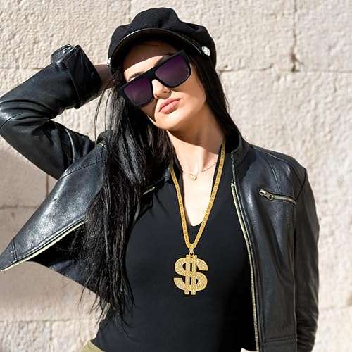 Boonbery Hip Hop Costume Kit 80s 90s Rapper Accessories, Outfits for Men Women Cosplay Gatherings Club Nostalgia Old School Themed Party Supplies - Image 5