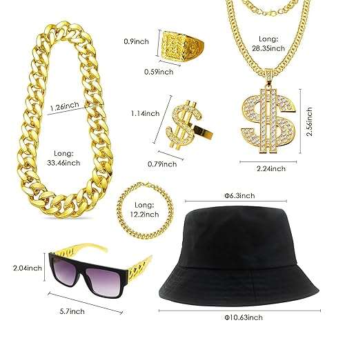 Boonbery Hip Hop Costume Kit 80s 90s Rapper Accessories, Outfits for Men Women Cosplay Gatherings Club Nostalgia Old School Themed Party Supplies - Image 8