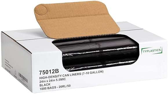 TYPLASTICS Black Trash Bags Can Liners Wholesale 1000 Garbage Bags 7-10 Gallon for Office Bathrooms Business Home Commercial and Industrial Needs 24" x 24" - Image 4