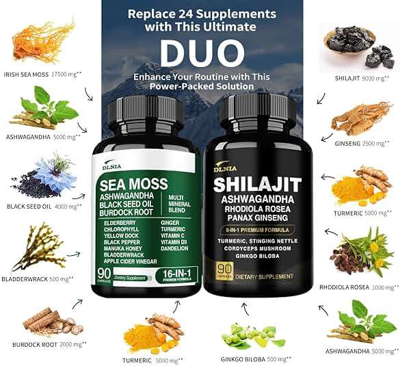 DLNIA Shilajit & Sea Moss Vitality Bundle – 90 Capsules per Bottle - Image 2